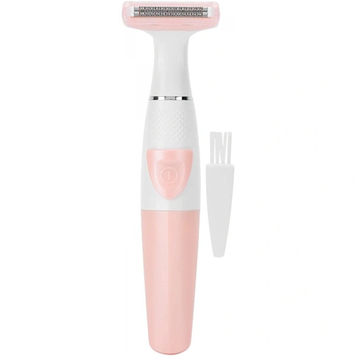 Epilator electric/Trimmer portabil, rezistent la apa, pentru uz uscat si umed, cu plasa de protectie si lame rotunjite, roz/alb, 1 buc