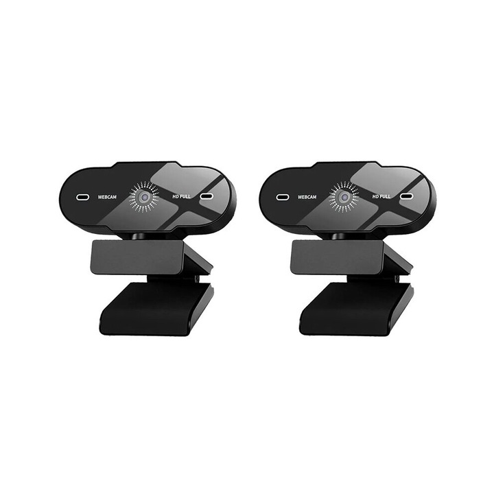 Set 2 camere web USB 1080P, negru, 30fps, plastic, 1080x720px