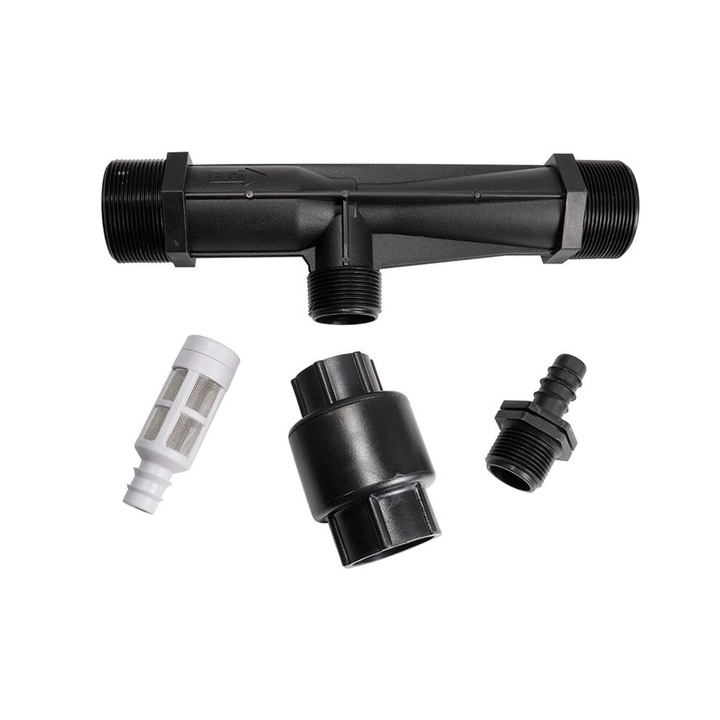 Injector de ingrasamant Venturi 2 inch, seringa injector fertilizator, cu filet masculin, pentru irigatii, automat, din plastic, negru/alb, 1 set