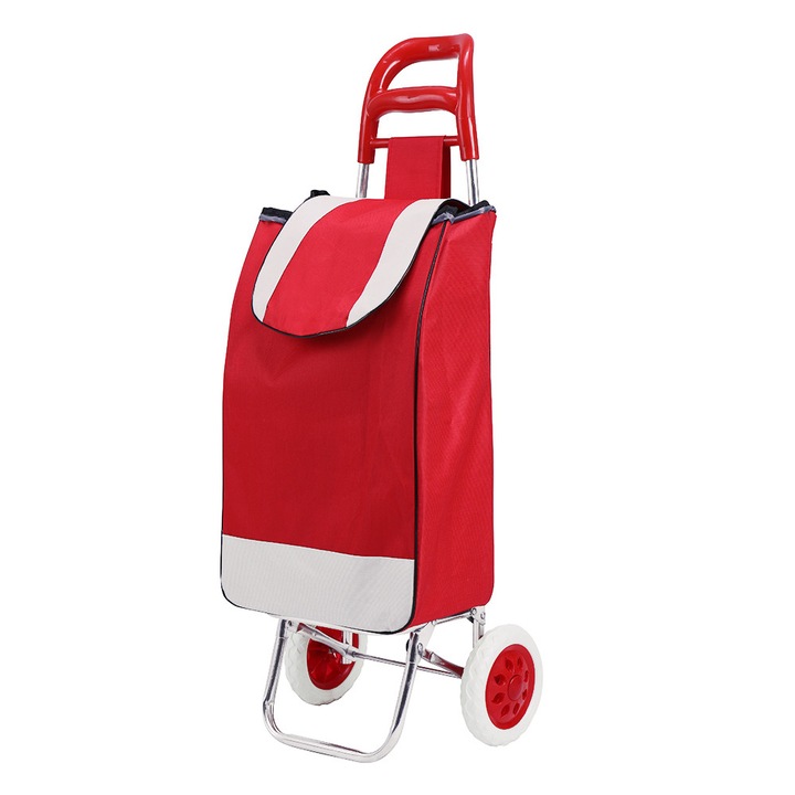 Összecsukható Alumínium Bevásárlókocsi, 20 kg Kapacitás, Ergonomikus Fogantyú, Ellenálló Kerekek, Könnyű és Kompakt Piros