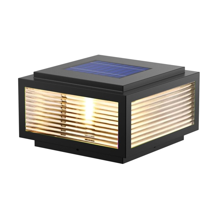 Lampa solara de exterior pilon 50x50cm negru IP54 triple moduri