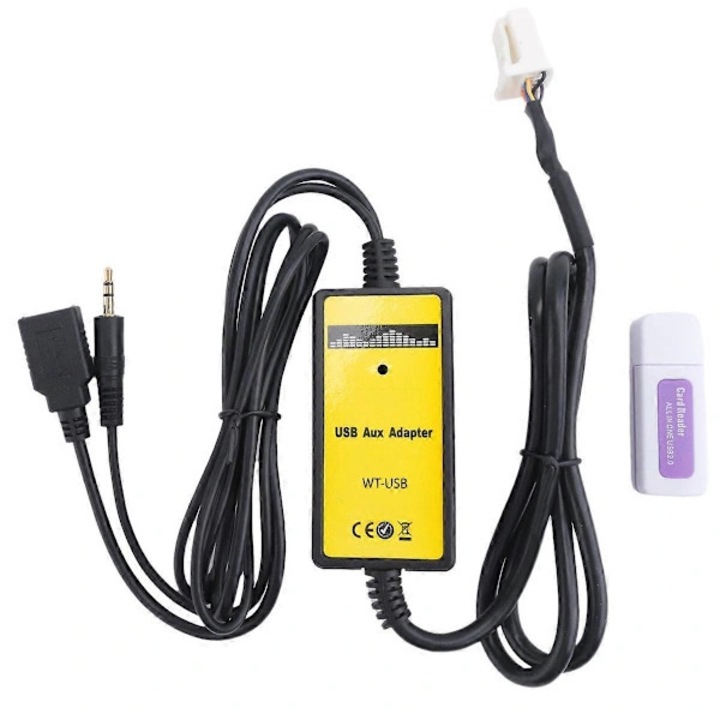 Adaptor auto MP3/Interfata USB WT-USB pentru schimbator CD 6+6PIN, suport USB/SD si intrare AUX 3,5 mm, decodor MP3/WMA, negru/galben, 1 buc