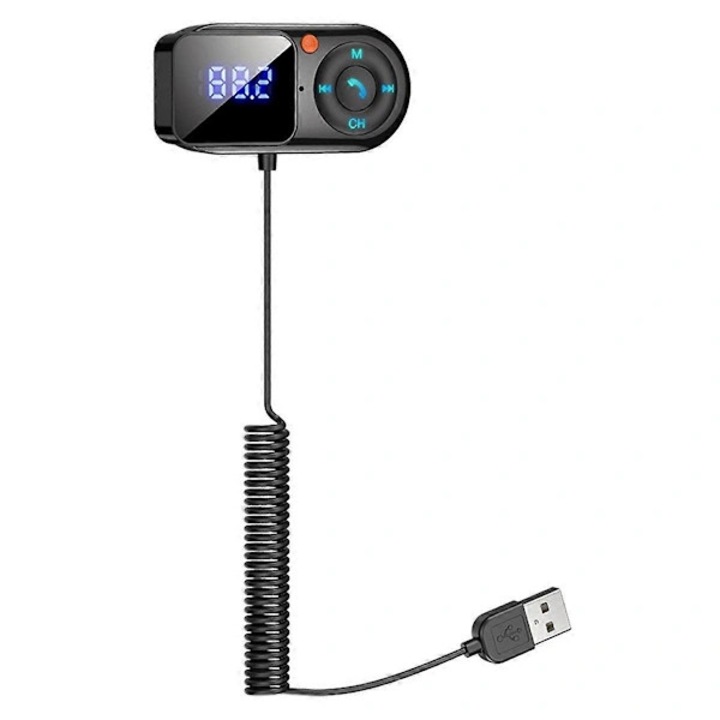 Transmitator FM auto PD18, Bluetooth 5.0, incarcare duala USB+PD (5V/2.4A, 5V/3A, 9V/2A, 12V/1.5A), handsfree cu microfon si afisaj LCD, TF/AUX, negru, 1 buc.