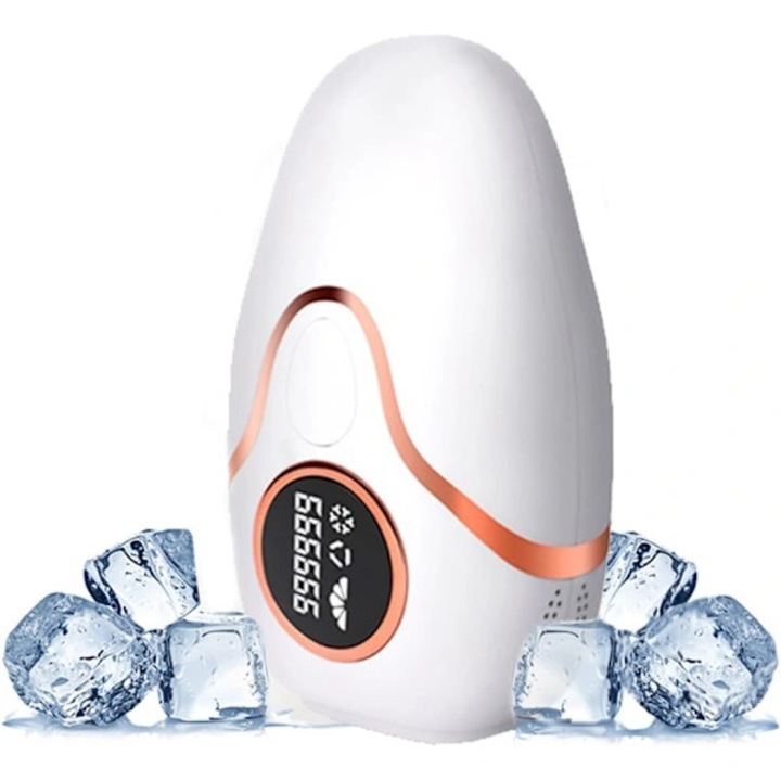 Dispozitiv epilare IPL, epilator laser Ice Point, 999.900 flash-uri, sistem racire integrat, mod delicat si mod precis, 5 niveluri de intensitate, alb/roz auriu, 1 buc