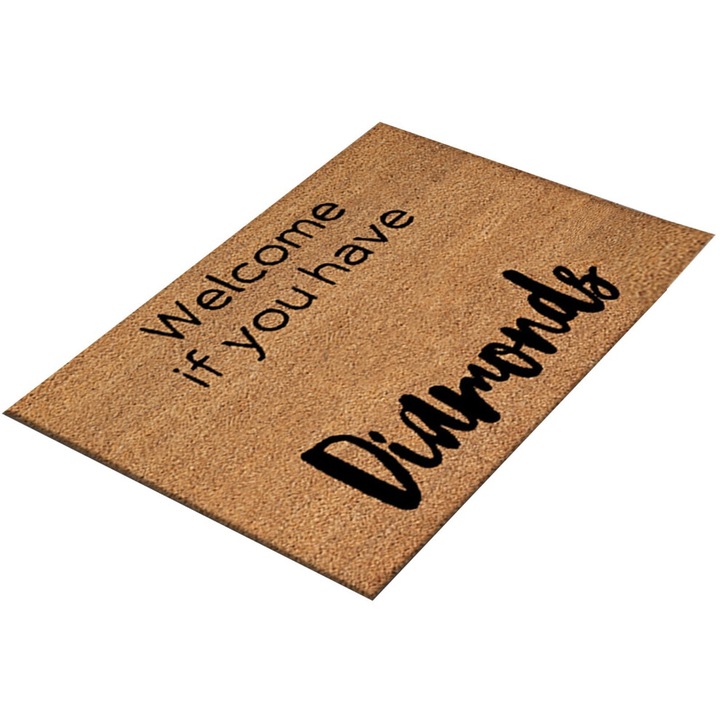 Kókuszrost lábtörlő Welcome Home, nyomtatott, nedvszívó, natúr barna, 1 db