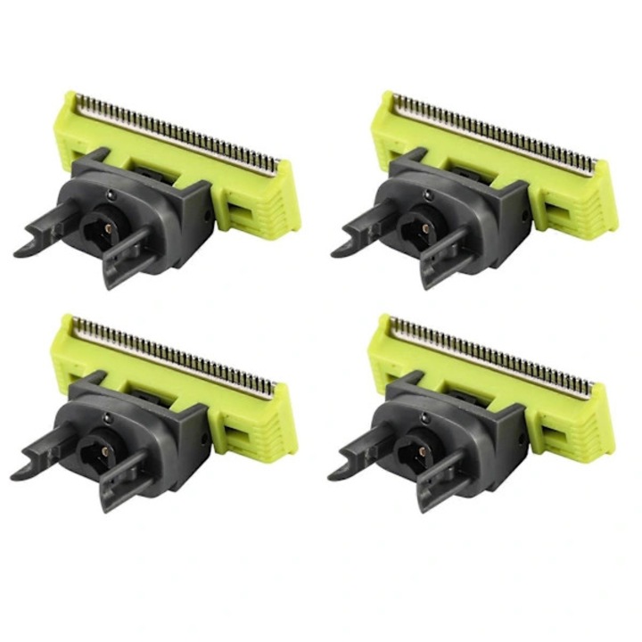 Set 4 bucati, Capete de ras / lame de schimb compatibile cu QP2520 QP2530 QP2620 QP2630 QP6510 QP6520, plastic si otel inoxidabil, verde/negru