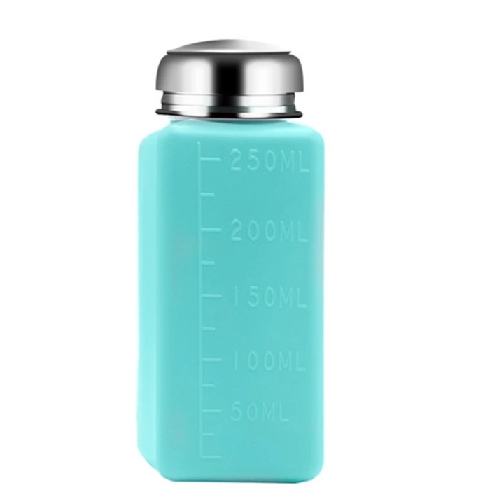 Folyékony adagoló flakon 100-250ml, műanyag és rozsdamentes acél, átlátszó, 5,3x8-12,7cm, 1 db