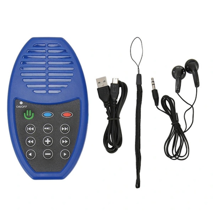 Cititor biblic electronic portabil, player audio pentru biblie cu incarcare solara, capacitate 4G, lampa LED, memorie integrata, baterie 350mAh, albastru, 1 buc