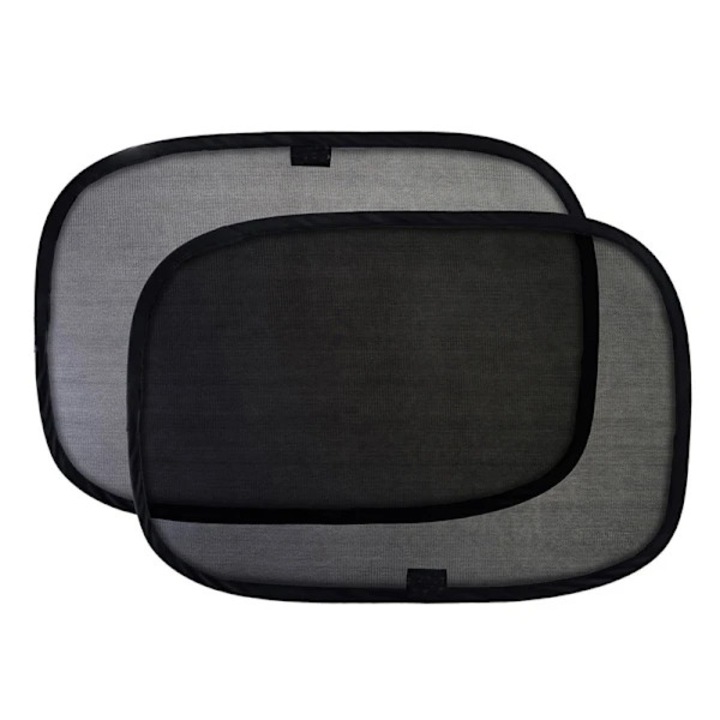 Set 2 bucati, parasolar auto, parasolar geam lateral 54 x 36 cm, mesh nylon si PVC, blocheaza peste 95% din raze UV, film electrostatic autoadeziv, negru
