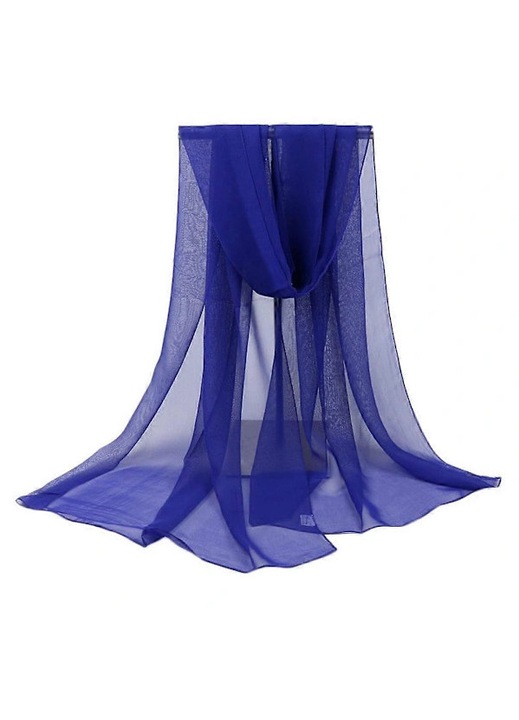 Esarfa/sal dama din poliester, unicolor, protectie solara, dreptunghiulara, albastru inchis, 160x50 cm