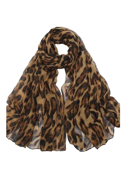 Sal/esarfa hijab din voal, usor si respirabil, cu imprimeu leopard, multicolor, 180 x 90 cm