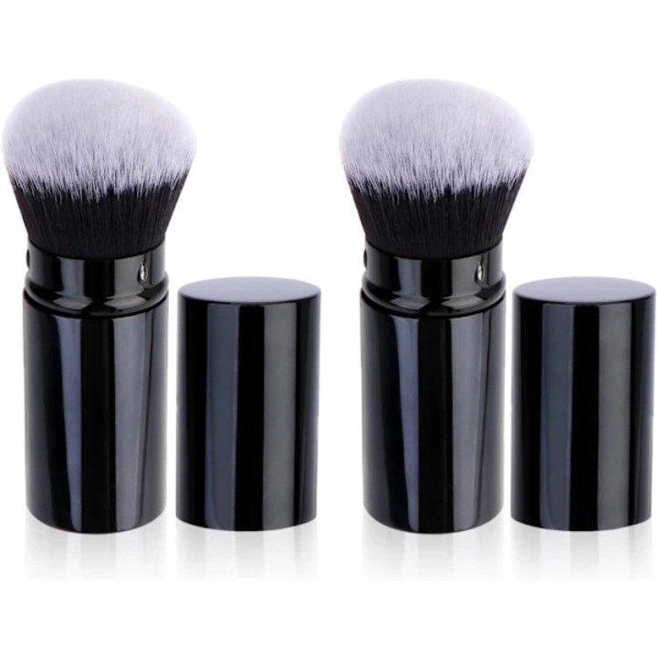 Set 2 pensule machiaj retractabile, sintetice, pentru fond de ten, bronzer, pudra, 12x2cm