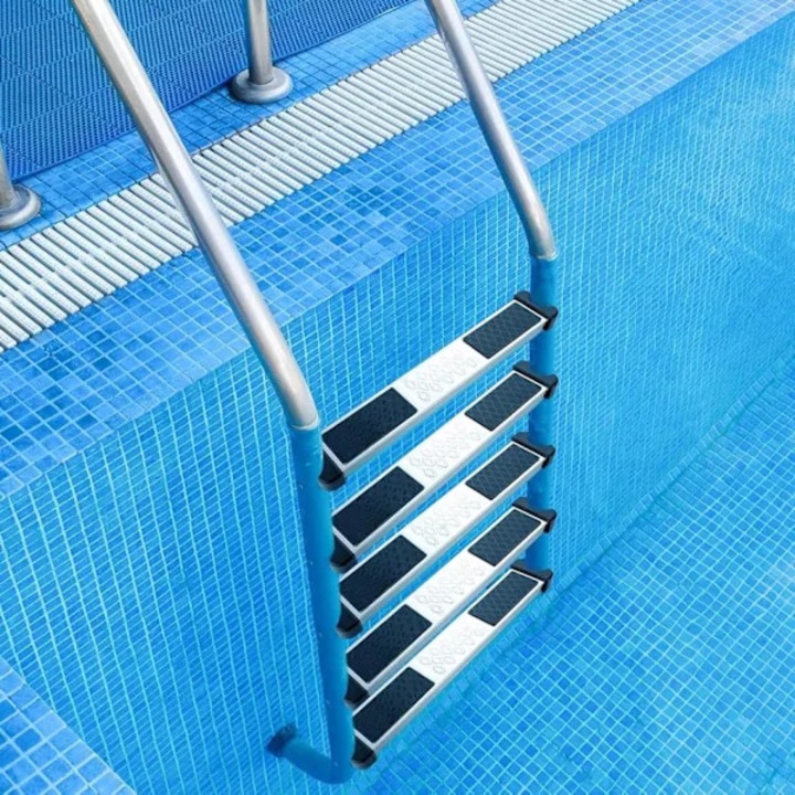Set 2 bucati, greutate pentru treapta piscina, accesoriu scara piscina, din plastic rezistent, antiderapant, negru/alb