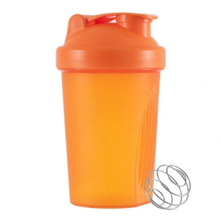 Shaker, bidon shaker usor cu bila metalica pentru mixare, din PP fara BPA, capac etans, portocaliu, 16x7x6 cm, 1 buc