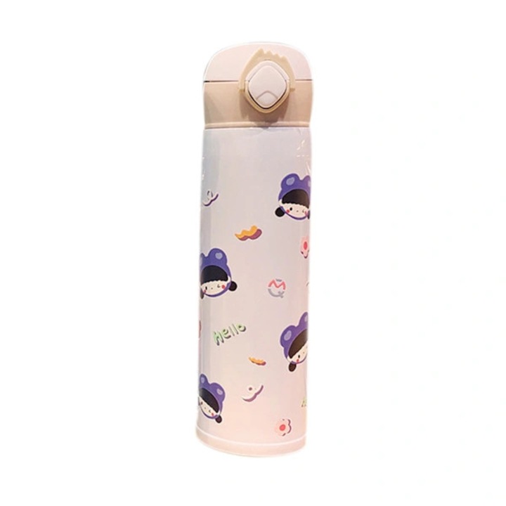 Termos din otel inoxidabil 304, capac pop-up, alb, 450ml, 23x6.5x6.5cm