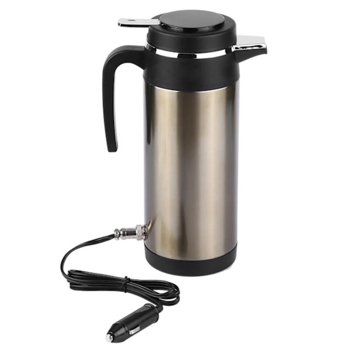 Termos electric auto 12V, inox 304, 1000ml, izolatie vid, indicator luminos, argintiu