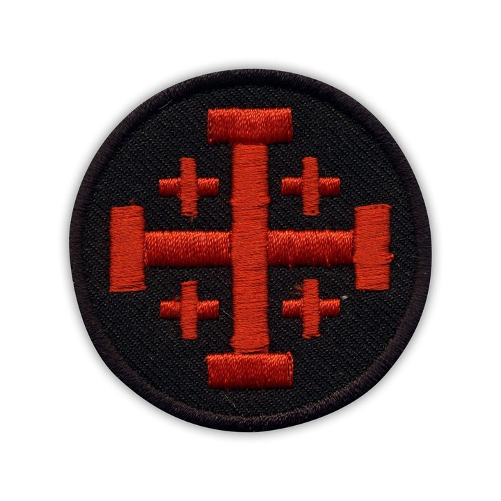 Textil felvarró Patchion Jeruzsálemi Kereszt fekete piros 5x5cm