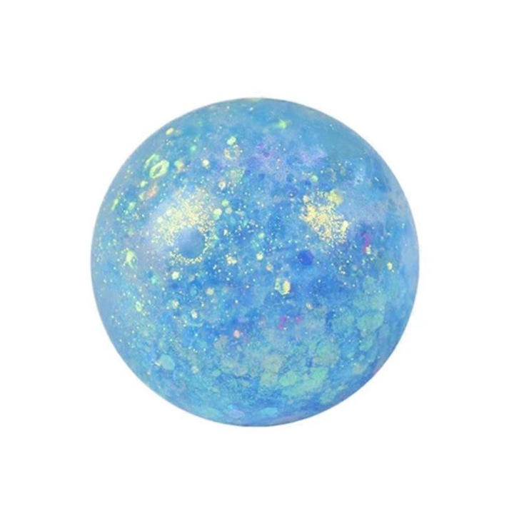 Glitteres stresszoldó játék, 6cm, kék, TPR, zselés textúra