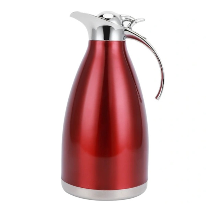Termos oala 2L inox rosu izolat dublu perete maner zinc aliaj