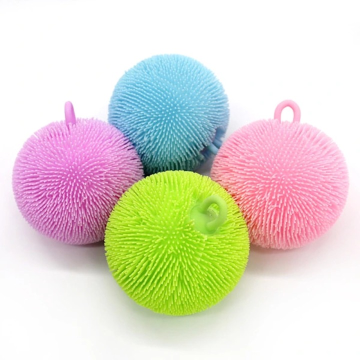 Set 4 mingi antistres, roz si mov, 9cm, moale, elastica