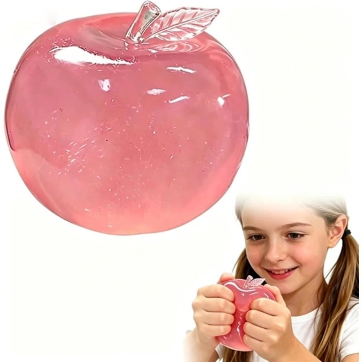 Jucarie antistres squishy, mar gel transparent, textura moale si elastica, realist si lucios, roz