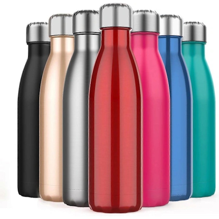 Sticla termoizolanta / bidon izoterm dublu perete din otel inoxidabil, pastreaza rece 24h si cald 18h, fara BPA, multicolor, 500ml