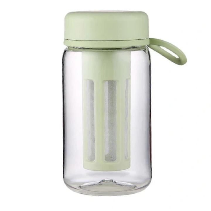 Cana termos pentru cafea rece, 450ml, alb-verde, 7x14.5cm, maner siliconic