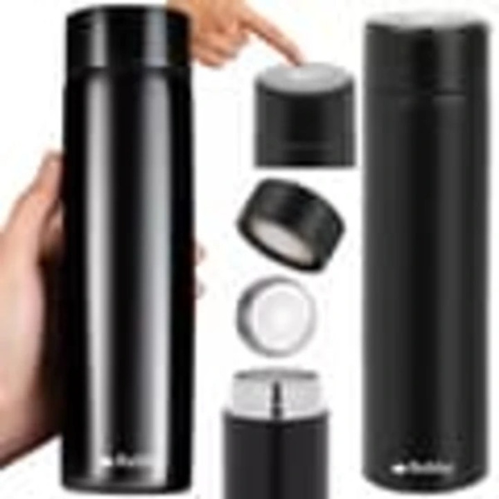 Termos cu afisaj LED, 500 ml, inox, negru, 6.5x6.5x23 cm