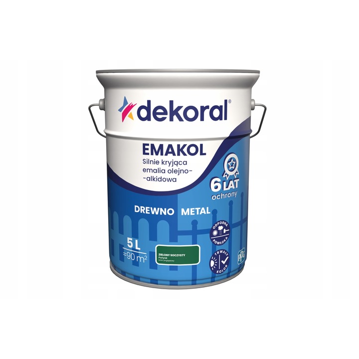 Dekoral Emakol Strong fém és fa festék, zöld, 5L, fényes