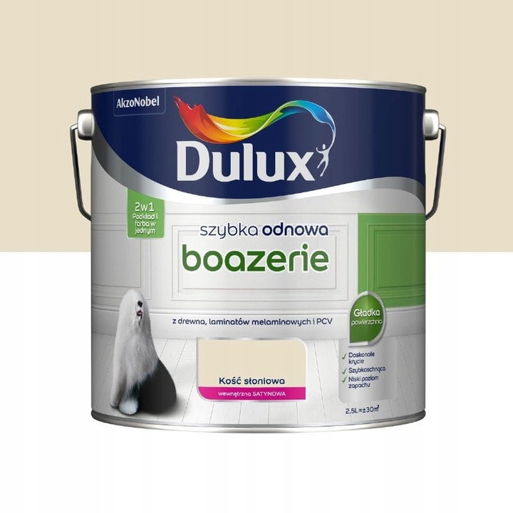 Dulux Boazerie festék, gyors felújítás, szatén, krém, 2.5L