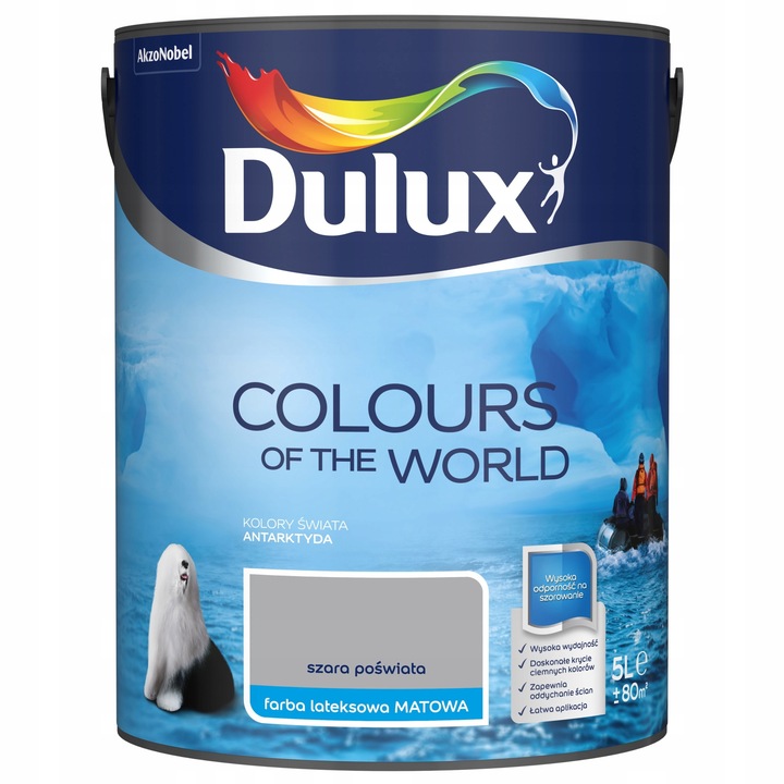 Dulux Kolory Swiata mosható festék, matt, szürke, 2.5l