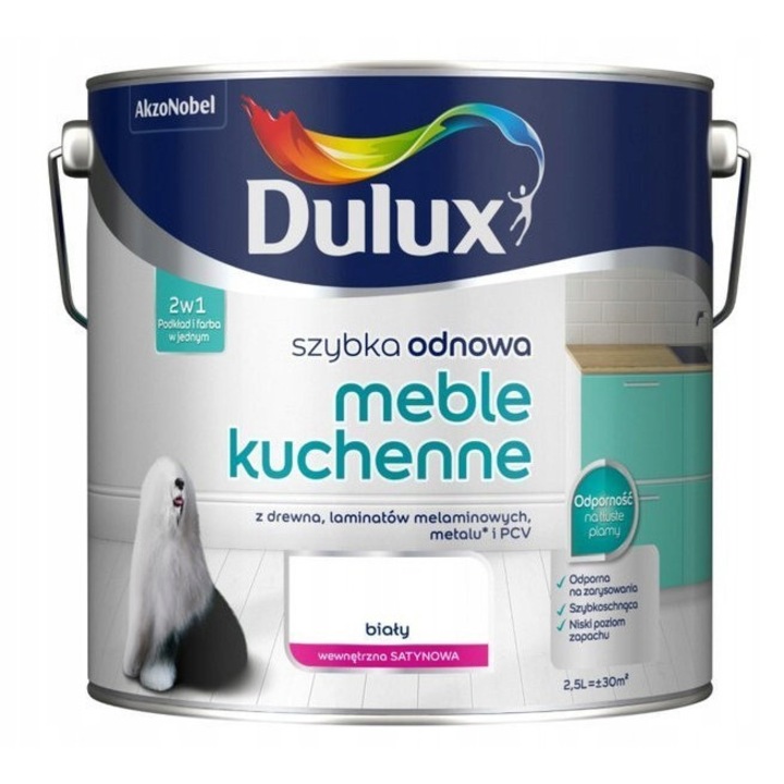 Dulux Szybka Odnowa festék, fehér, 2.5L, konyhabútorhoz