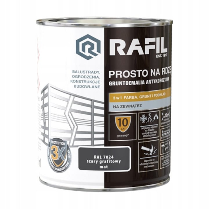 Rafil 3in1 matt grafit szürke rozsdagátló festék 0.75l