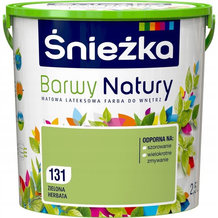 Sniezka Barwy Natury mosható festék, teazöld, 2.5l, matt, 16.5x16.7x16.7cm