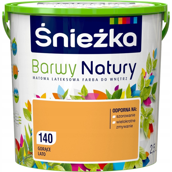 Sniezka Barwy Natury mosható falfesték, forró nyár, matt, 2,5l, 16,5x16,7x16,7cm