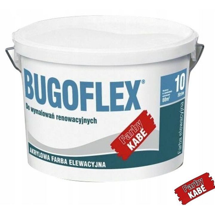 Kabe Bugoflex akril homlokzatfesték, tartós, matt, fehér, 10L