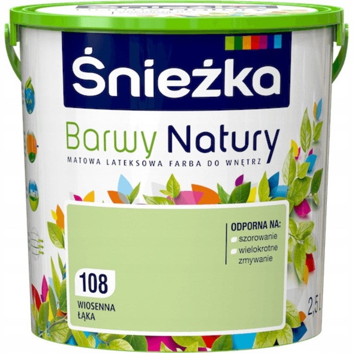 Sniezka Barwy Natury latex festék, tavaszi rét, matt, 2,5l, 16,5x16,7x16,7cm