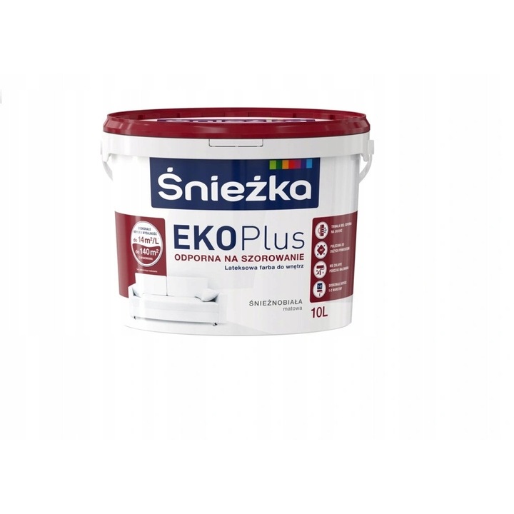 Sniezka Eko Plus fehér beltéri latex festék 10L, súrlódásálló