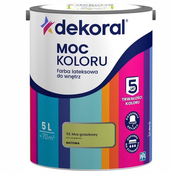 Dekoral Moc Koloru mosható festék, akril, matt, zöld 5L