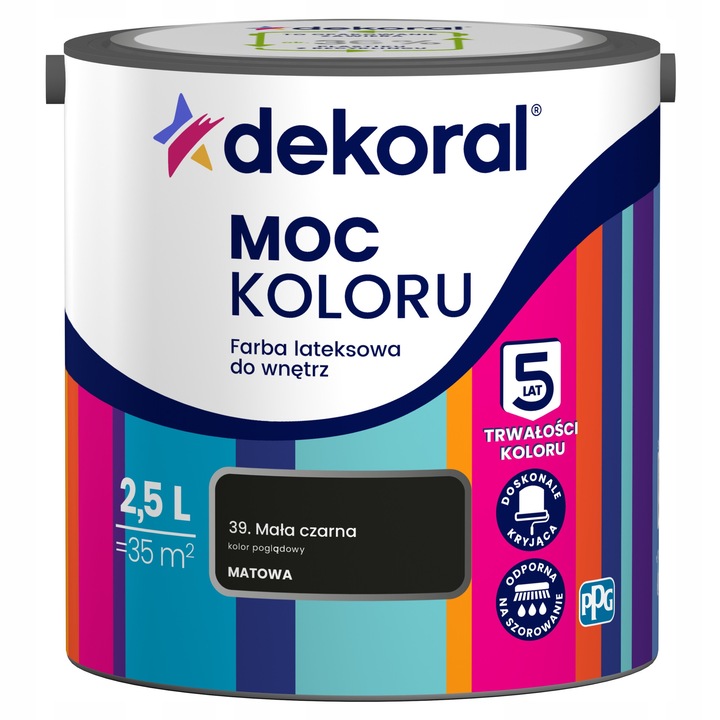 Dekoral Moc Koloru matt fekete beltéri latex festék 2.5L