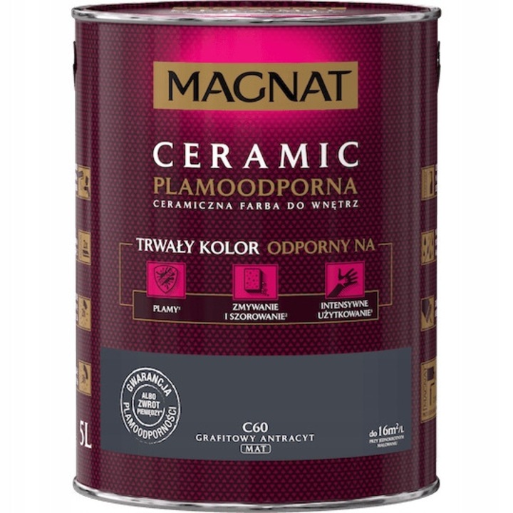 Magnat Ceramic beltéri falfesték, ellenálló, antracit, 5L