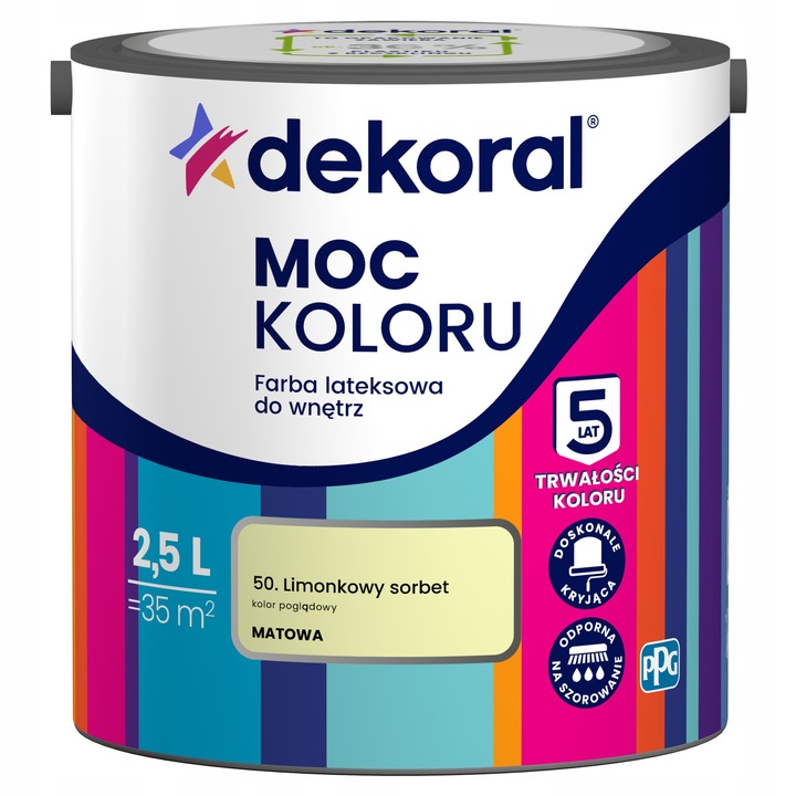 Dekoral Moc Koloru mosható festék, akril, mosható, lime zöld, 2.5L