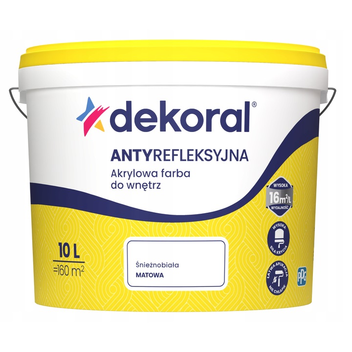 Dekoral Polinak Plus fehér akrilfesték, tükröződésmentes, 10L, matt