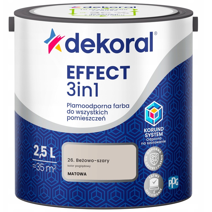 Dekoral Effect 3in1 latex festék foltálló bézs-szürke 2.5L 35m2