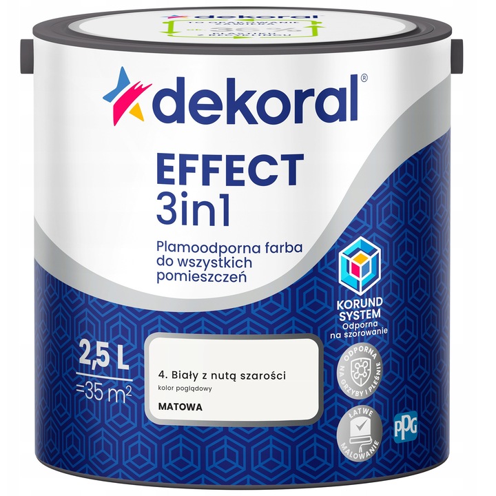 Dekoral Effect 3in1 latex festék, fehér szürke árnyalattal, 2,5L