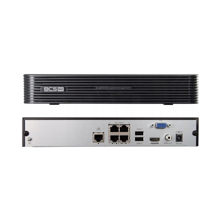 IP рекордер BCS B-NVR0401 4 канала 8Mpx черен 260x243x46mm
