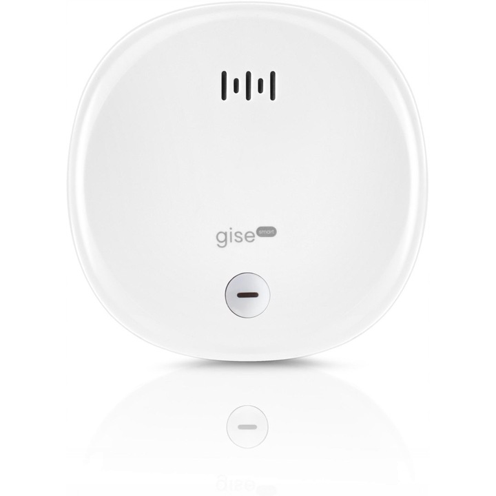 Detector de fum GISE GSKS-ZB, senzor Zigbee 3.0, alarm 80 dB, notificari la distanta si consum redus, montaj tavan/perete, alb, 1 buc