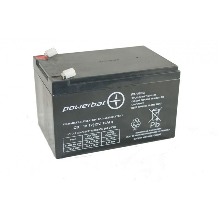 Acumulator AGM Powerbat CB 12V 12Ah 158x98x100mm 3.3kg