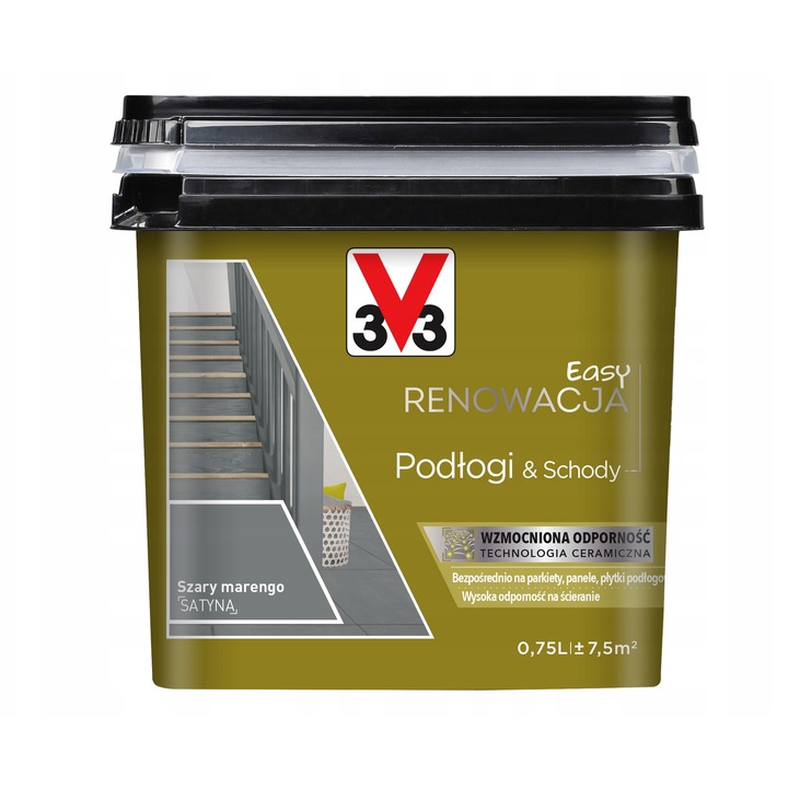 V33 Easy Bathroom padlófesték, Marengo szürke, 750ml, szatén, 10m2/l, száradás 3h