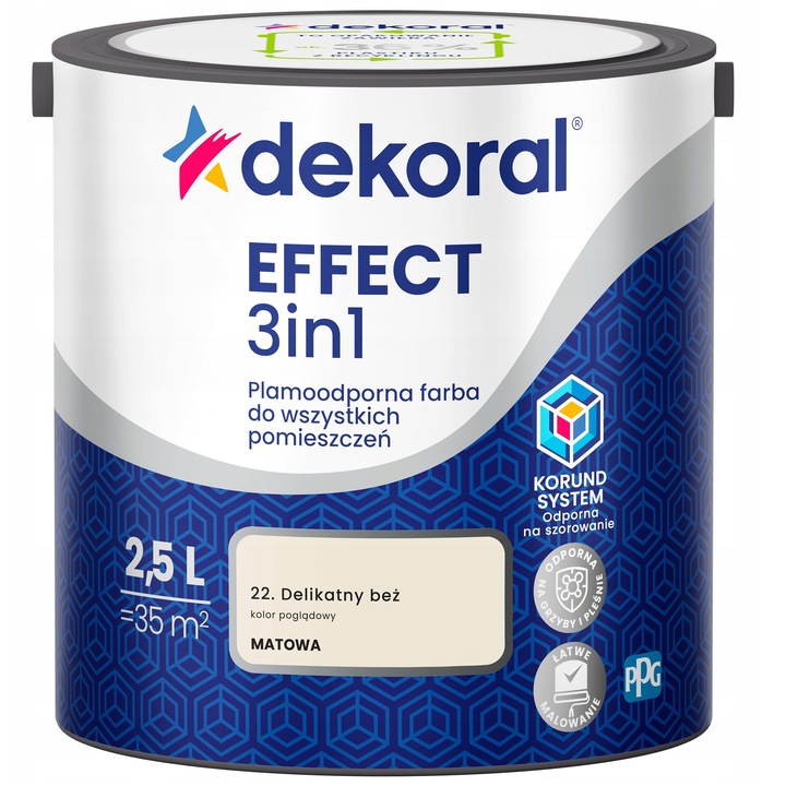 Dekoral Effect 3in1 latex festék, folt- és penészálló, finom bézs, 2.5L